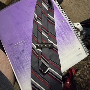 Ketch Charcoal and Crimson Striped Men's Tie
